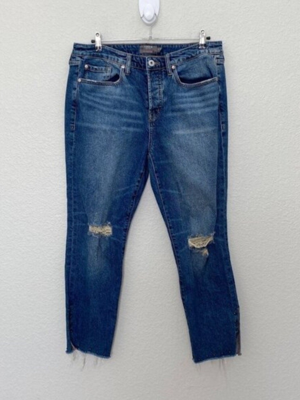 Torrid Distressed Dark Blue Ankle Jeans